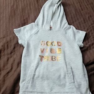 Cat & Jack Girls 6/6x Hooded Short-Sleeve Shirt w/Pockets EUC